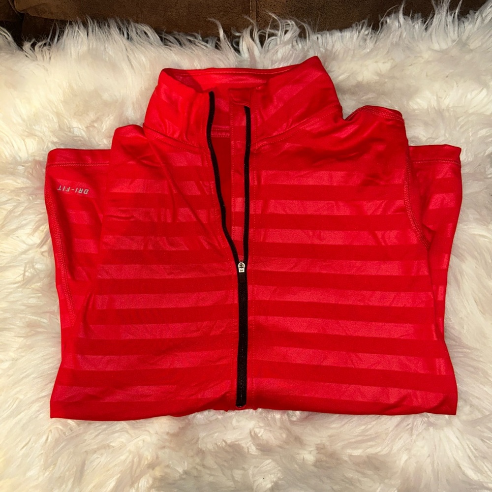Nike Red Striped Quarter-Zip Top